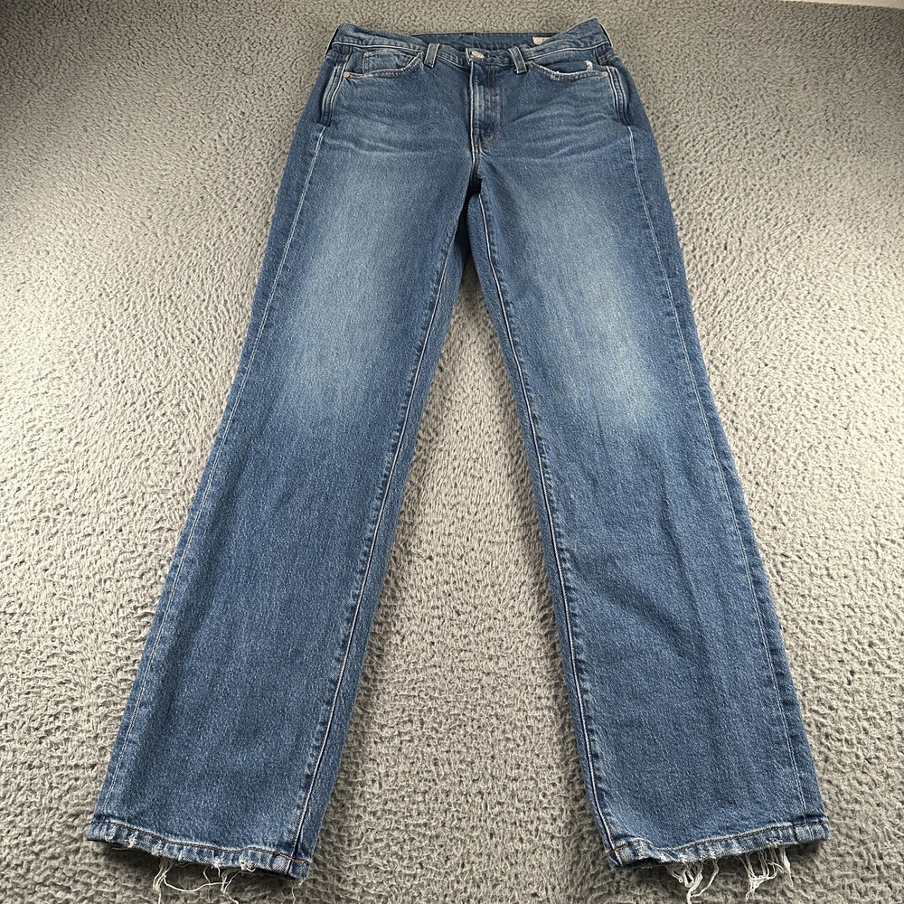 Ayr The LaLa Straight Jeans Womens 28 Blue High Rise Medium Wash Stretch Denim